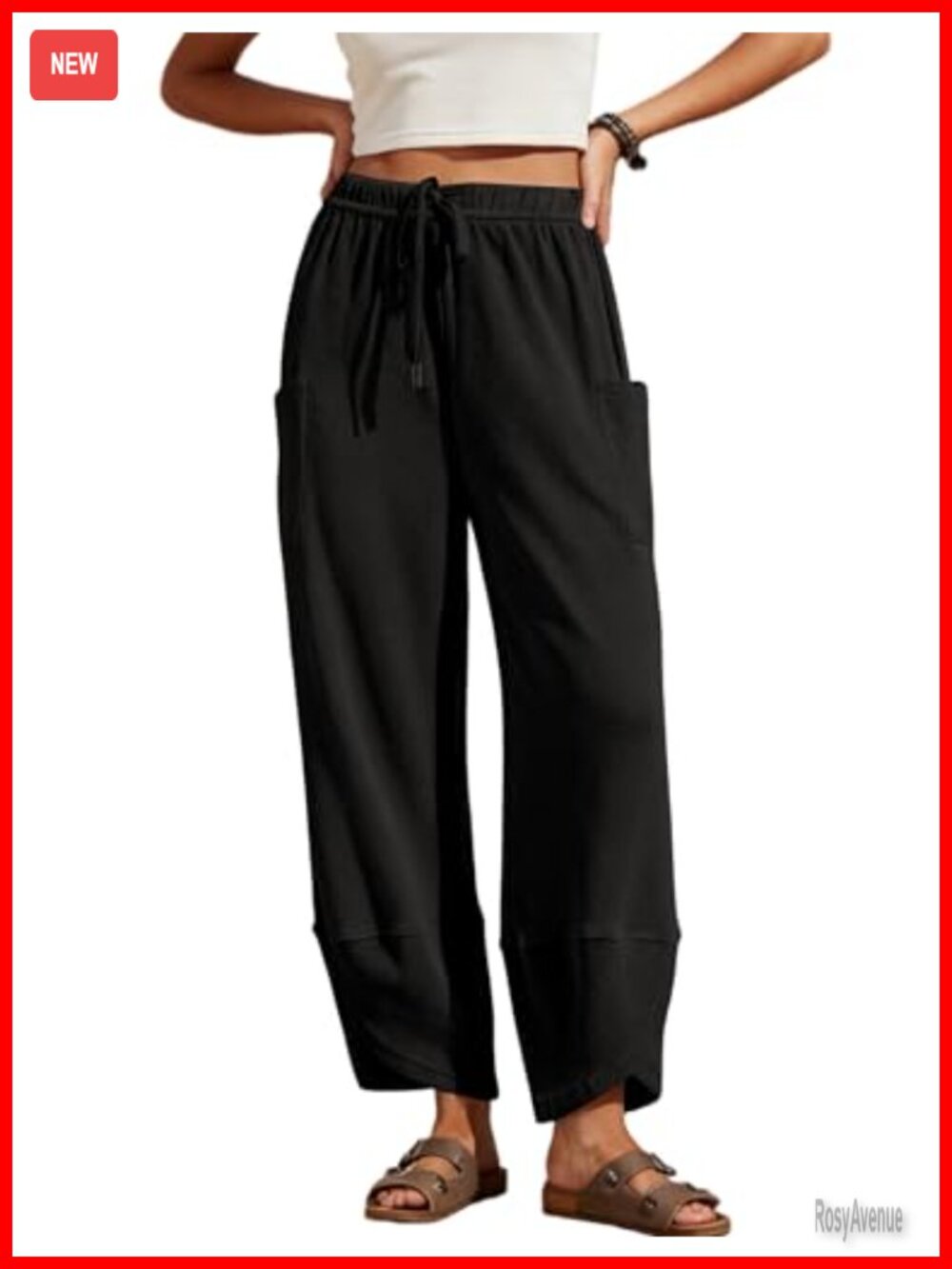 Wide Leg Sweatpants Elastic Waist Baggy Harem Pants Drawstring Palazzo